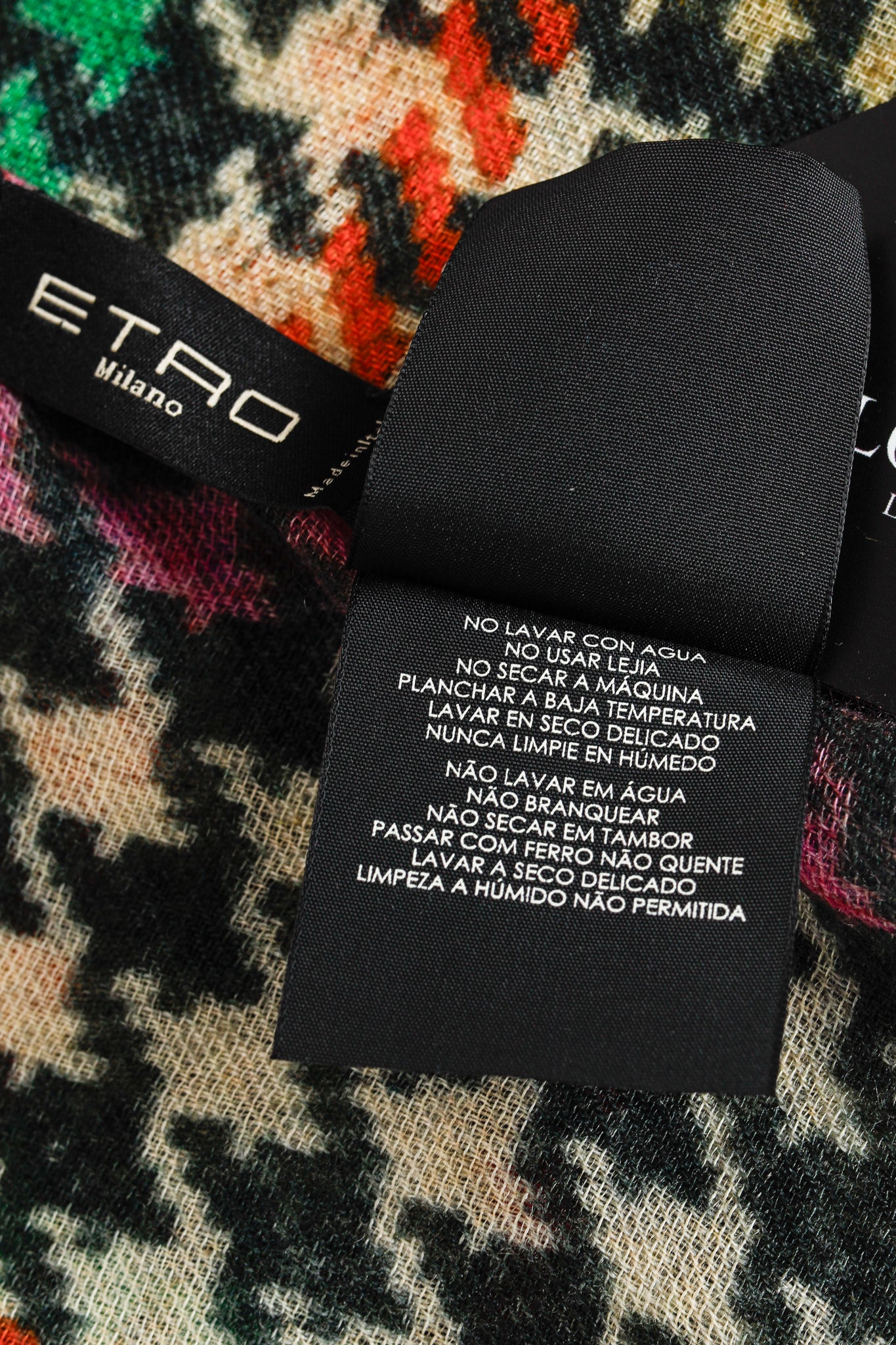 Etro Beige & Black Multicoloured Houndsooth Cashmere Scarf