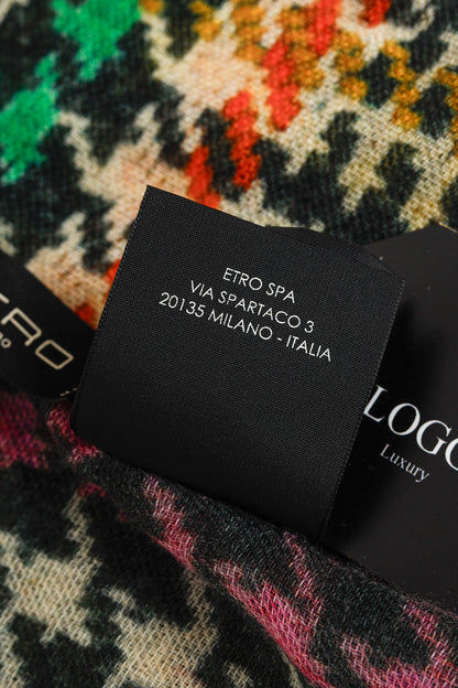 Etro Beige & Black Multicoloured Houndsooth Cashmere Scarf