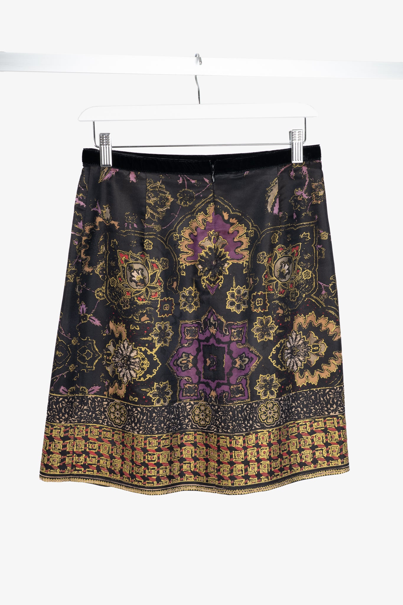 Etro Black Floral-Print Silk-Satin Pleated Mini Skirt