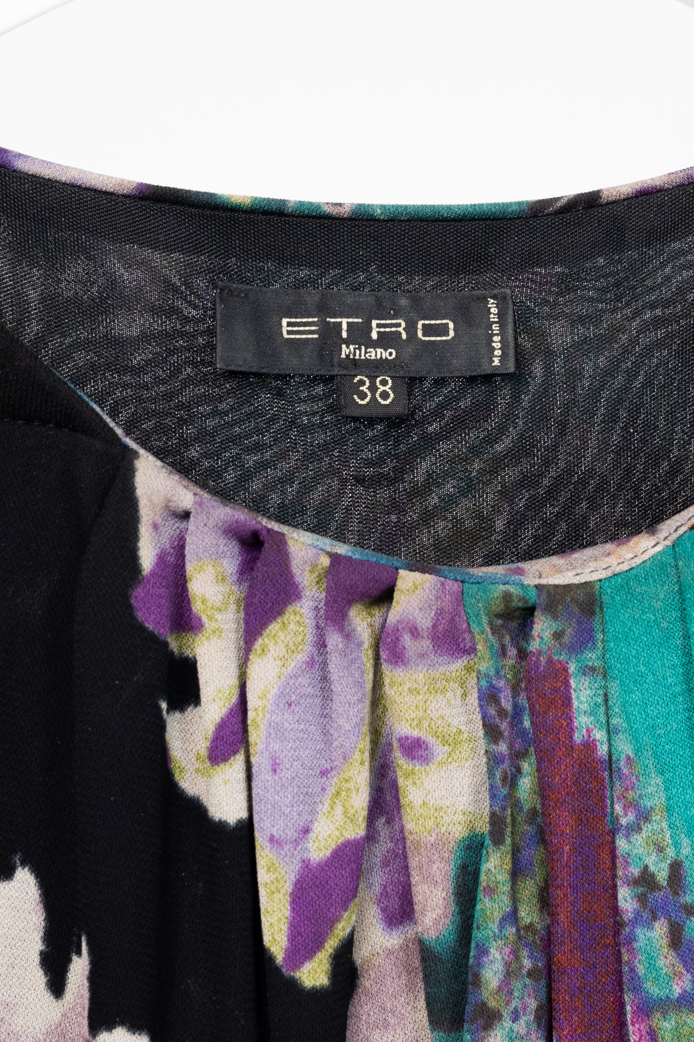 Etro Purple Mixed-Floral Mesh Shift Mini Dress