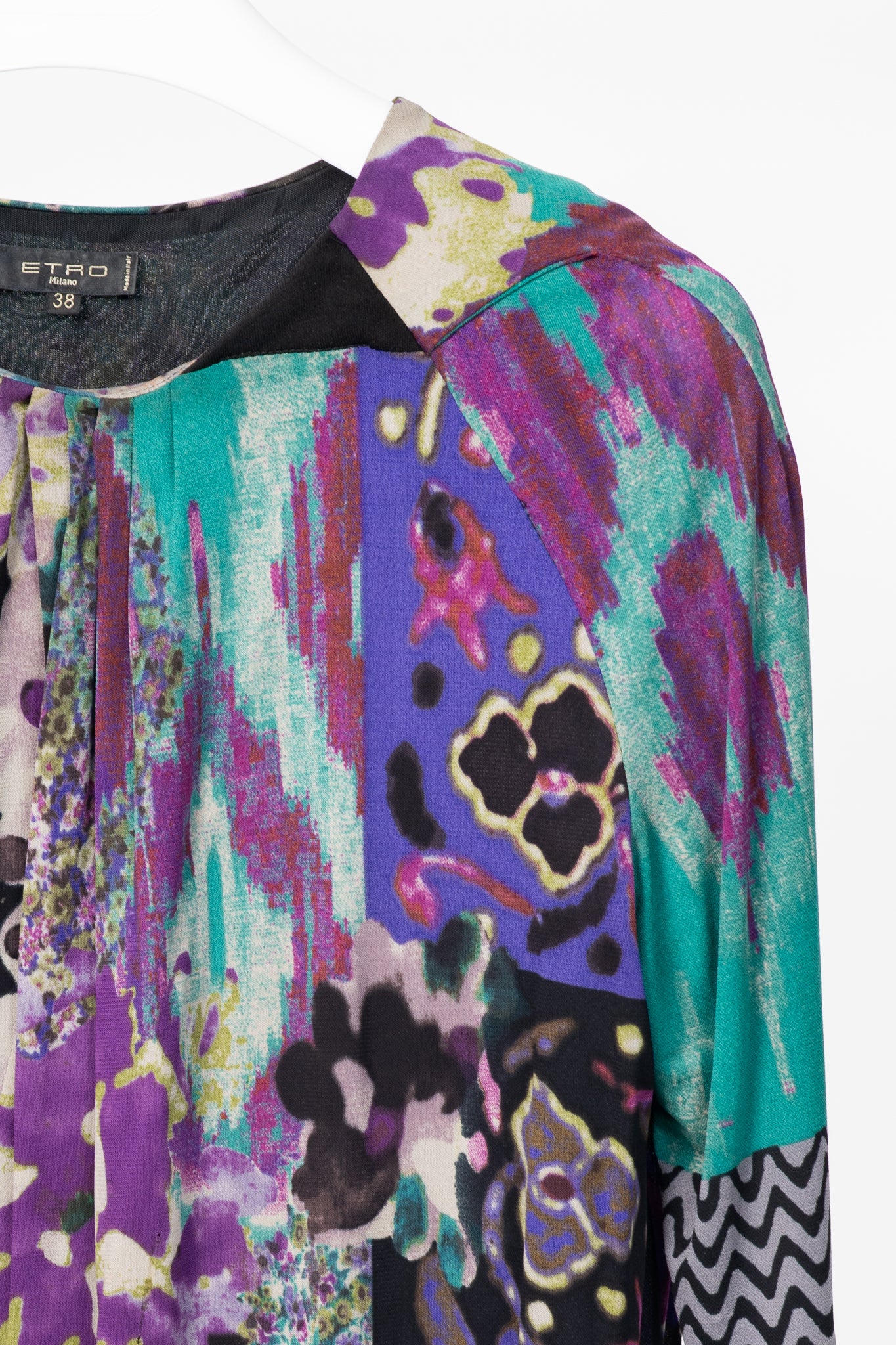 Etro Purple Mixed-Floral Mesh Shift Mini Dress