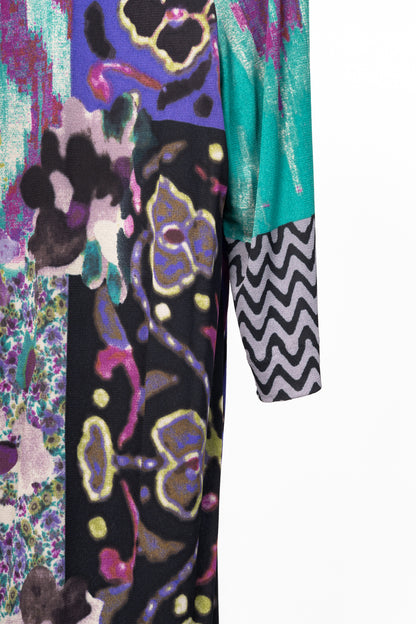 Etro Purple Mixed-Floral Mesh Shift Mini Dress