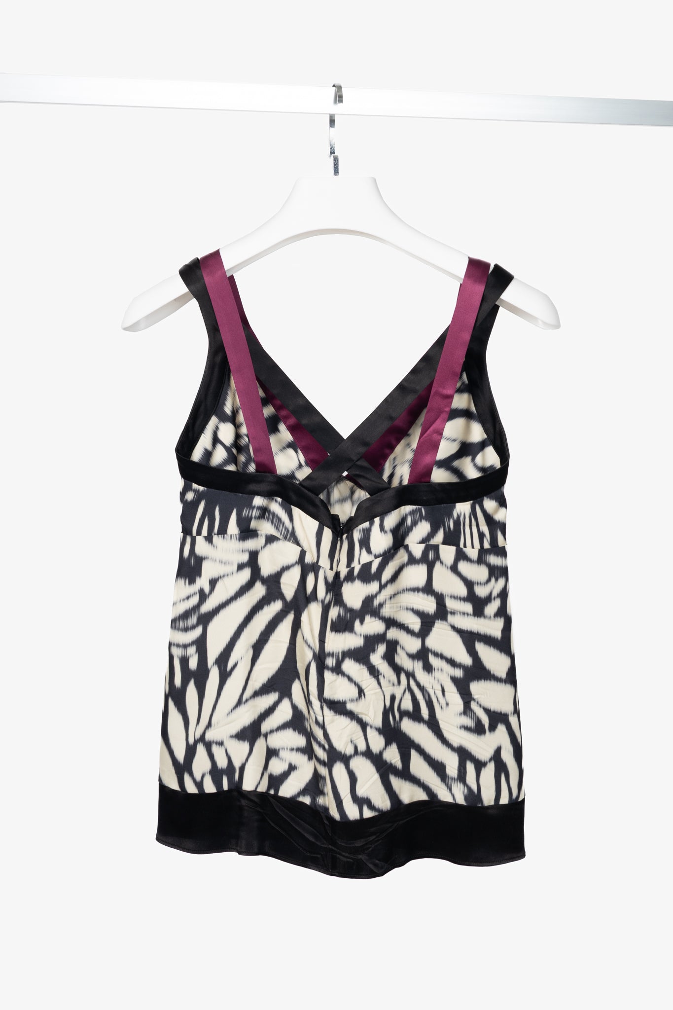 Etro White & Black Tie-Dye Silk-Satin Babydoll Tank