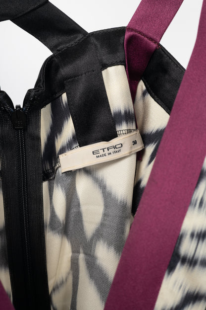 Etro White & Black Tie-Dye Silk-Satin Babydoll Tank