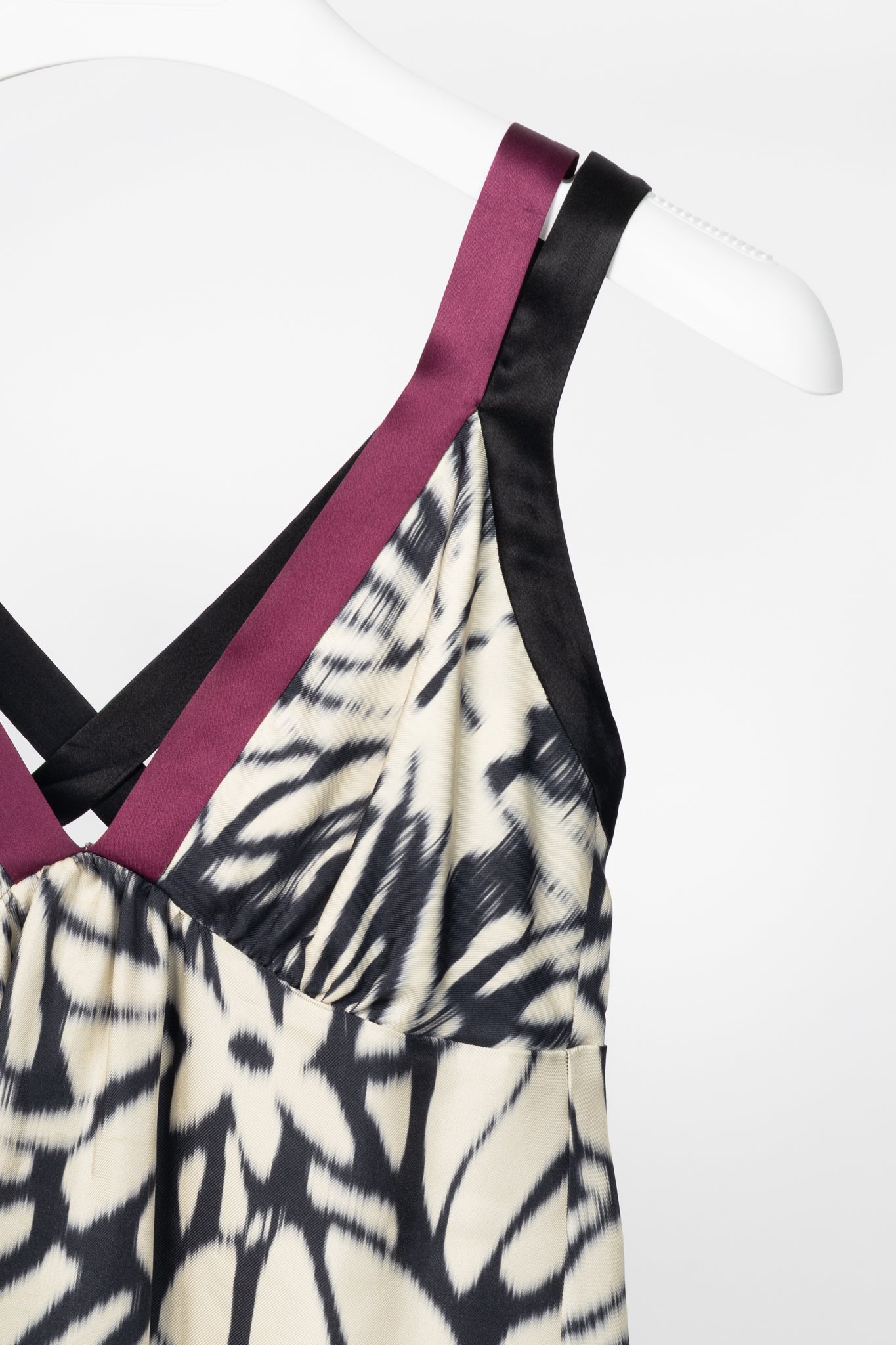 Etro White & Black Tie-Dye Silk-Satin Babydoll Tank