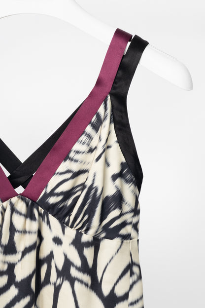 Etro White & Black Tie-Dye Silk-Satin Babydoll Tank