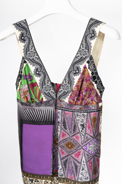 Etro Purple-Multi Paisley & Floral Silk-Satin Tank