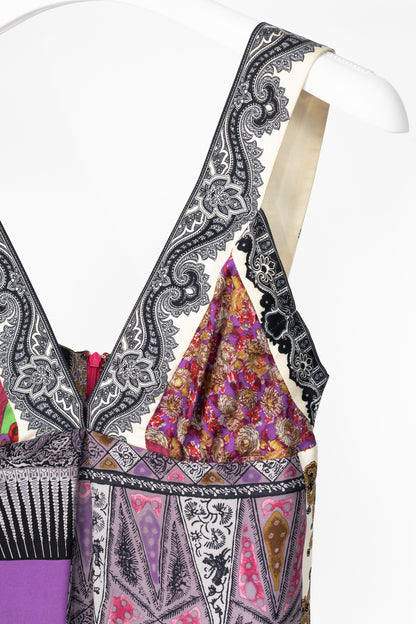 Etro Purple-Multi Paisley & Floral Silk-Satin Tank