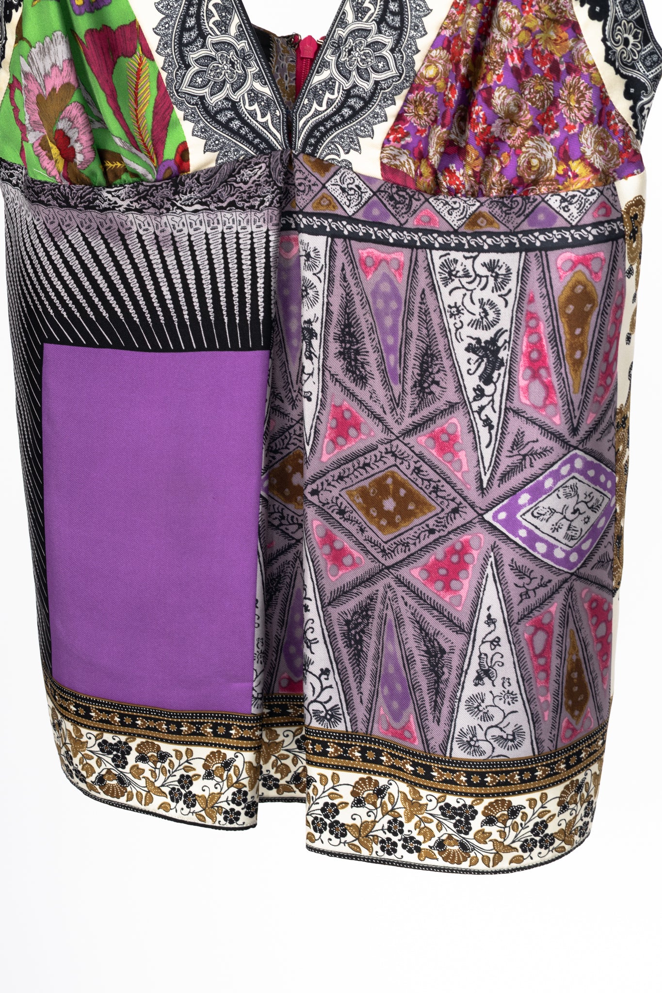 Etro Purple-Multi Paisley & Floral Silk-Satin Tank