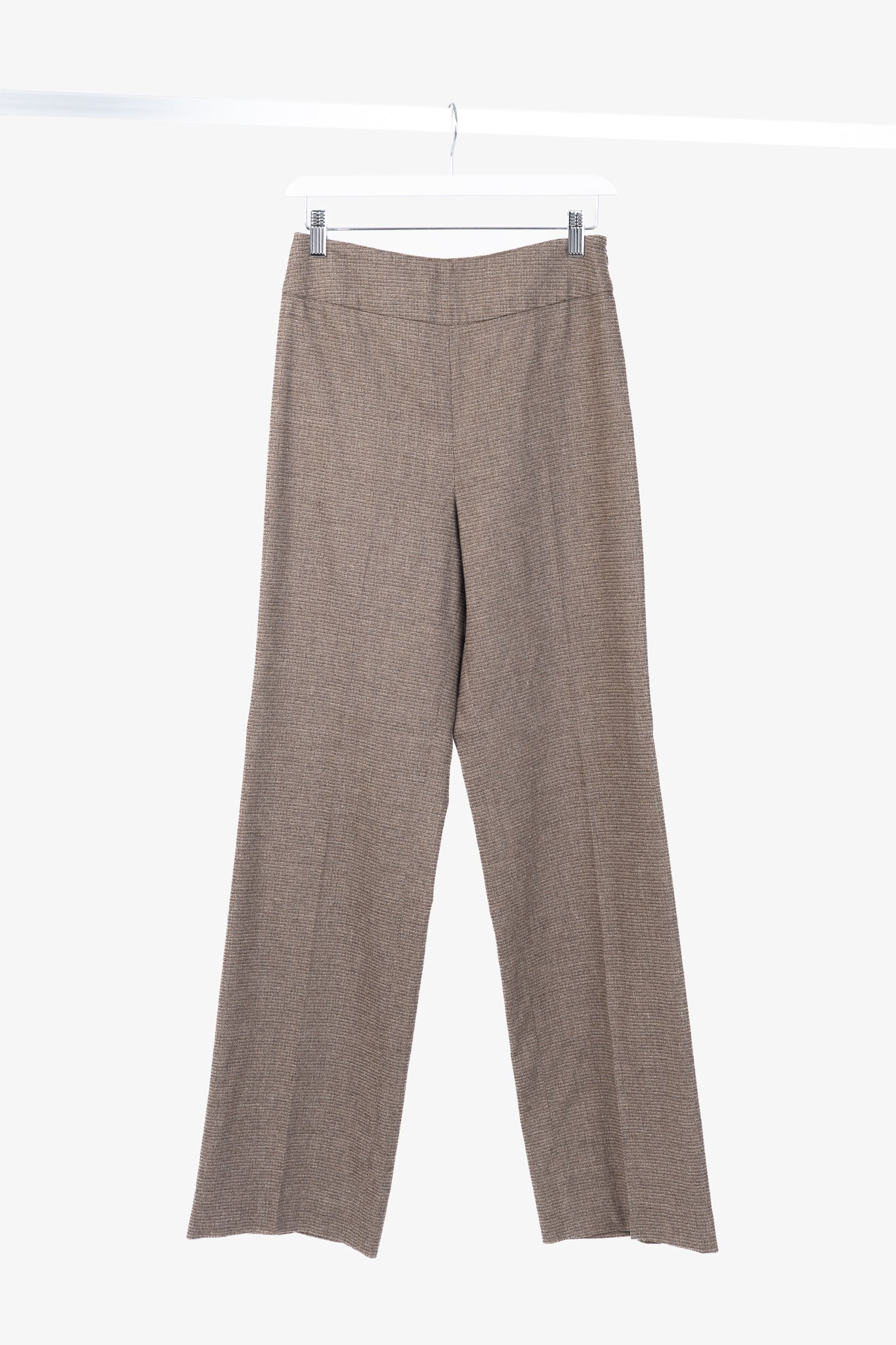 Etro Brown Micro-Plaid Wool-Flannel Straight-Leg Trousers