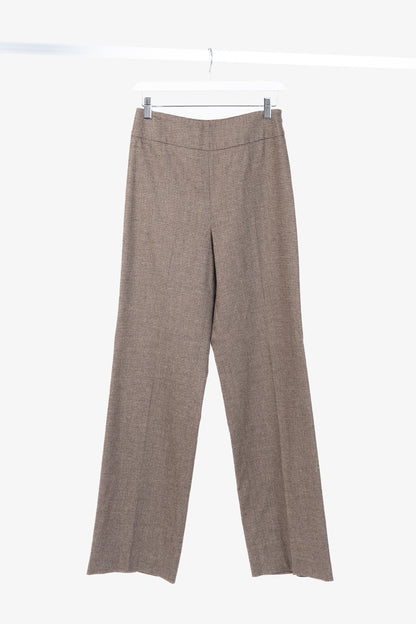 Etro Brown Micro-Plaid Wool-Flannel Straight-Leg Trousers