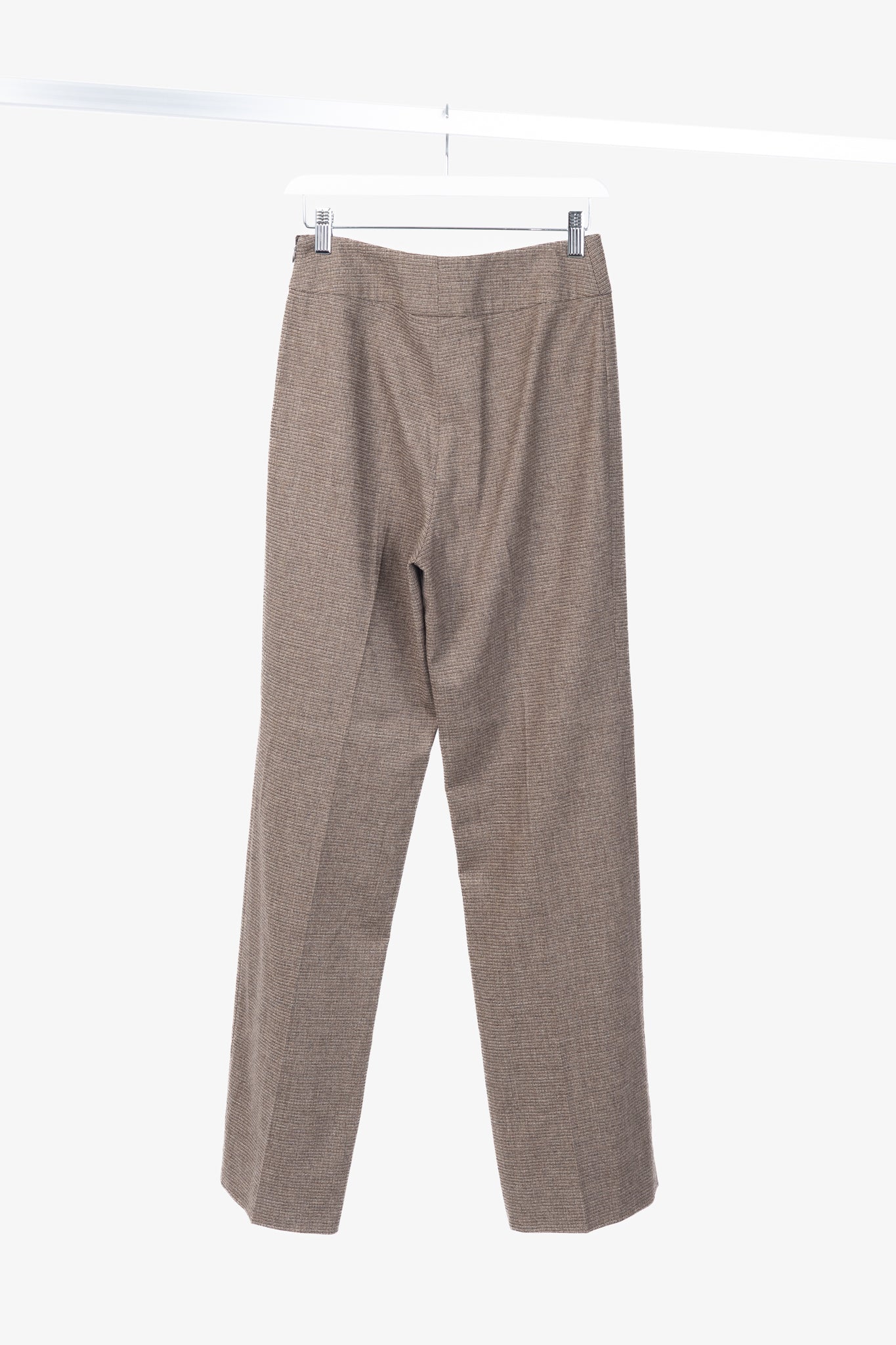 Etro Brown Micro-Plaid Wool-Flannel Straight-Leg Trousers