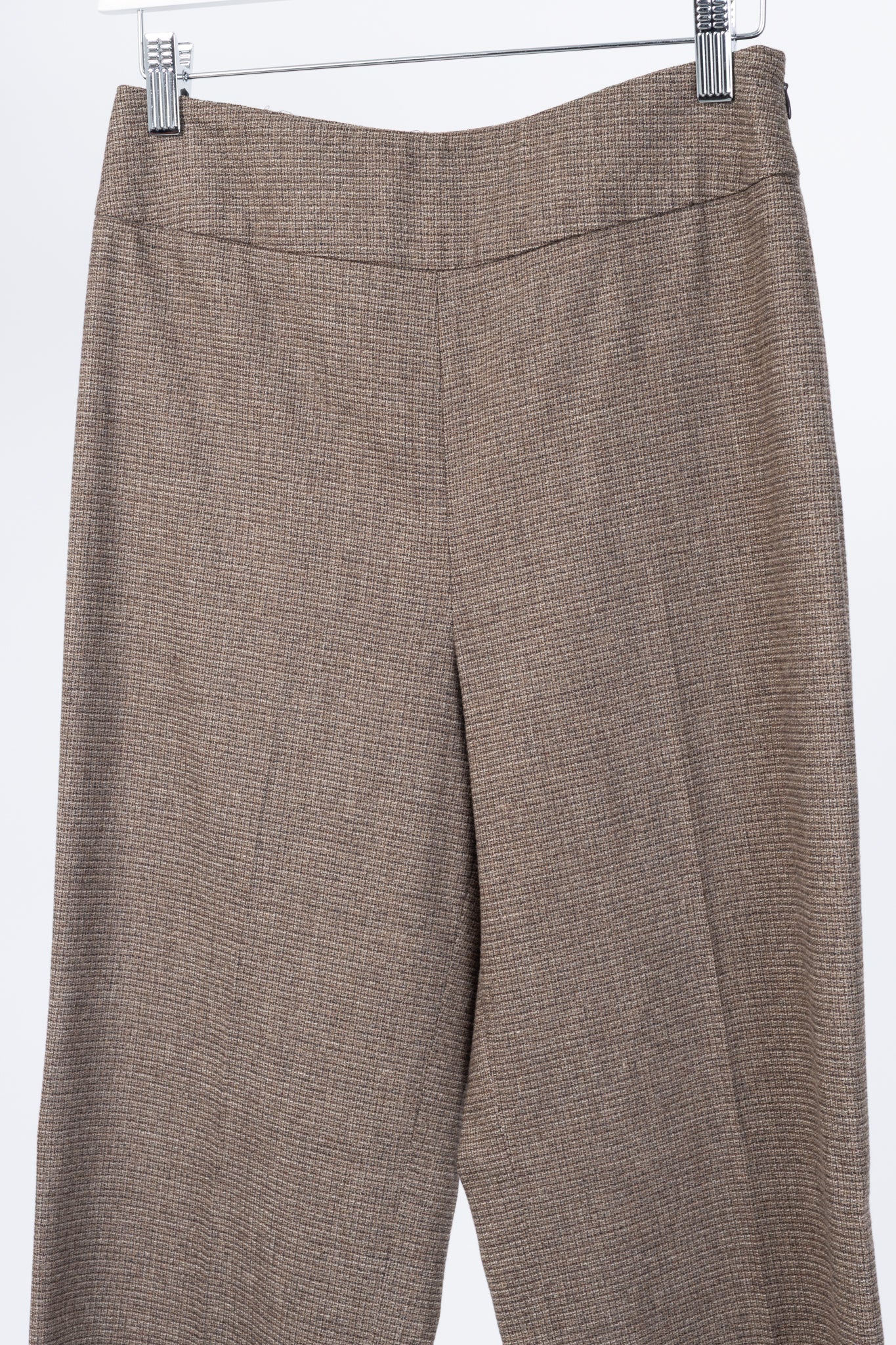 Etro Brown Micro-Plaid Wool-Flannel Straight-Leg Trousers
