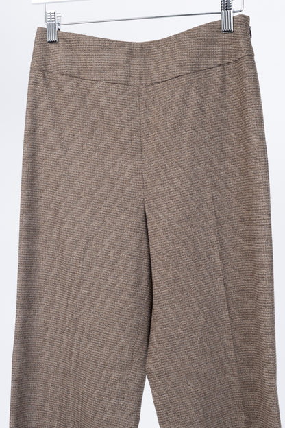 Etro Brown Micro-Plaid Wool-Flannel Straight-Leg Trousers