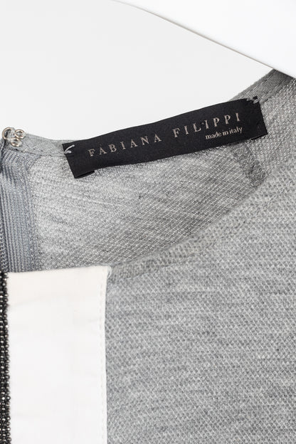 Fabiana Filippi Grey Cotton-Pique Monili Peplum T-Shirt