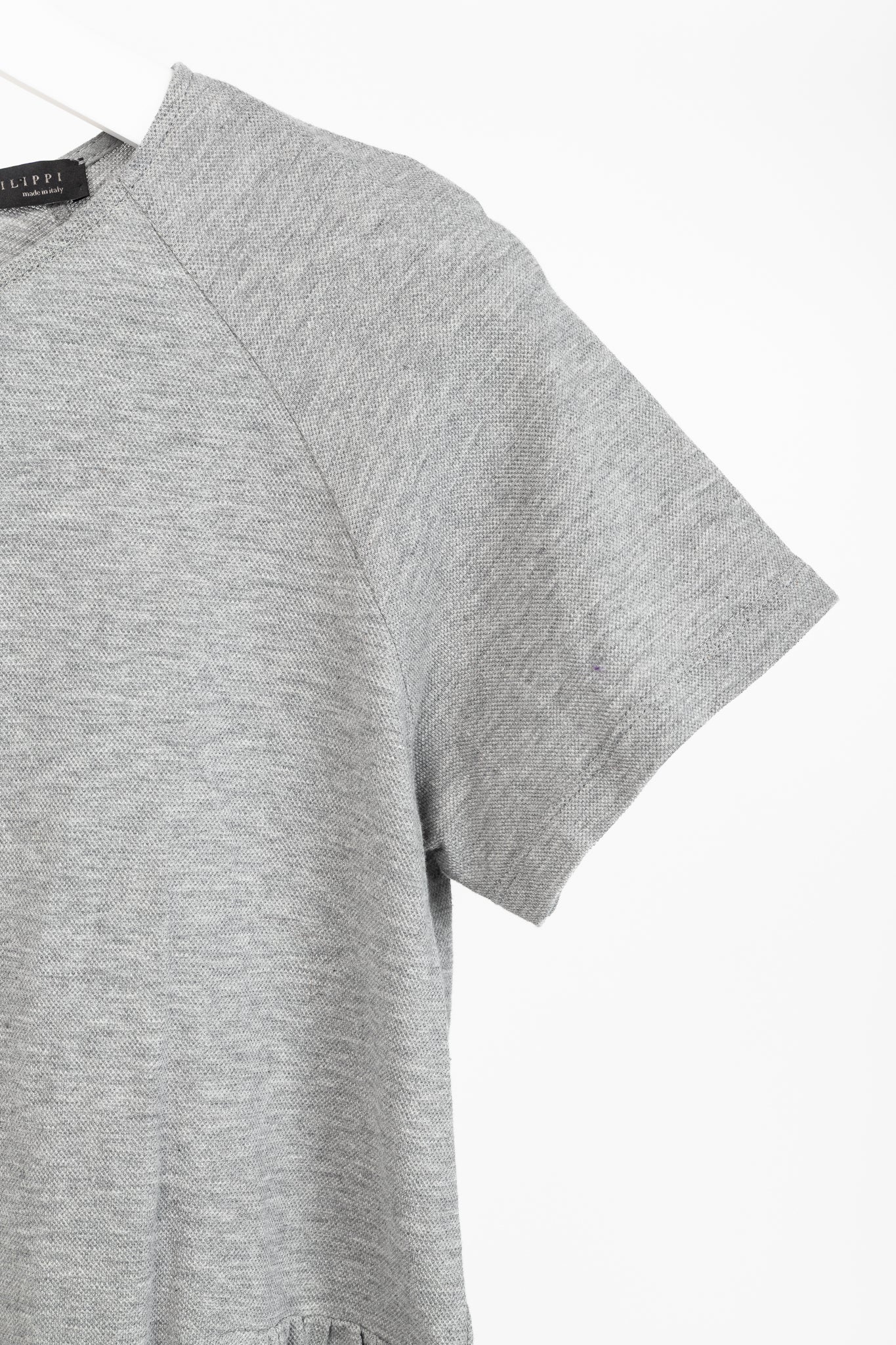 Fabiana Filippi Grey Cotton-Pique Monili Peplum T-Shirt