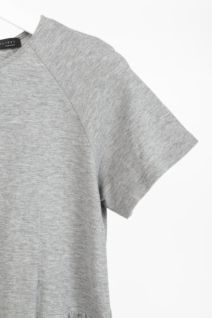 Fabiana Filippi Grey Cotton-Pique Monili Peplum T-Shirt