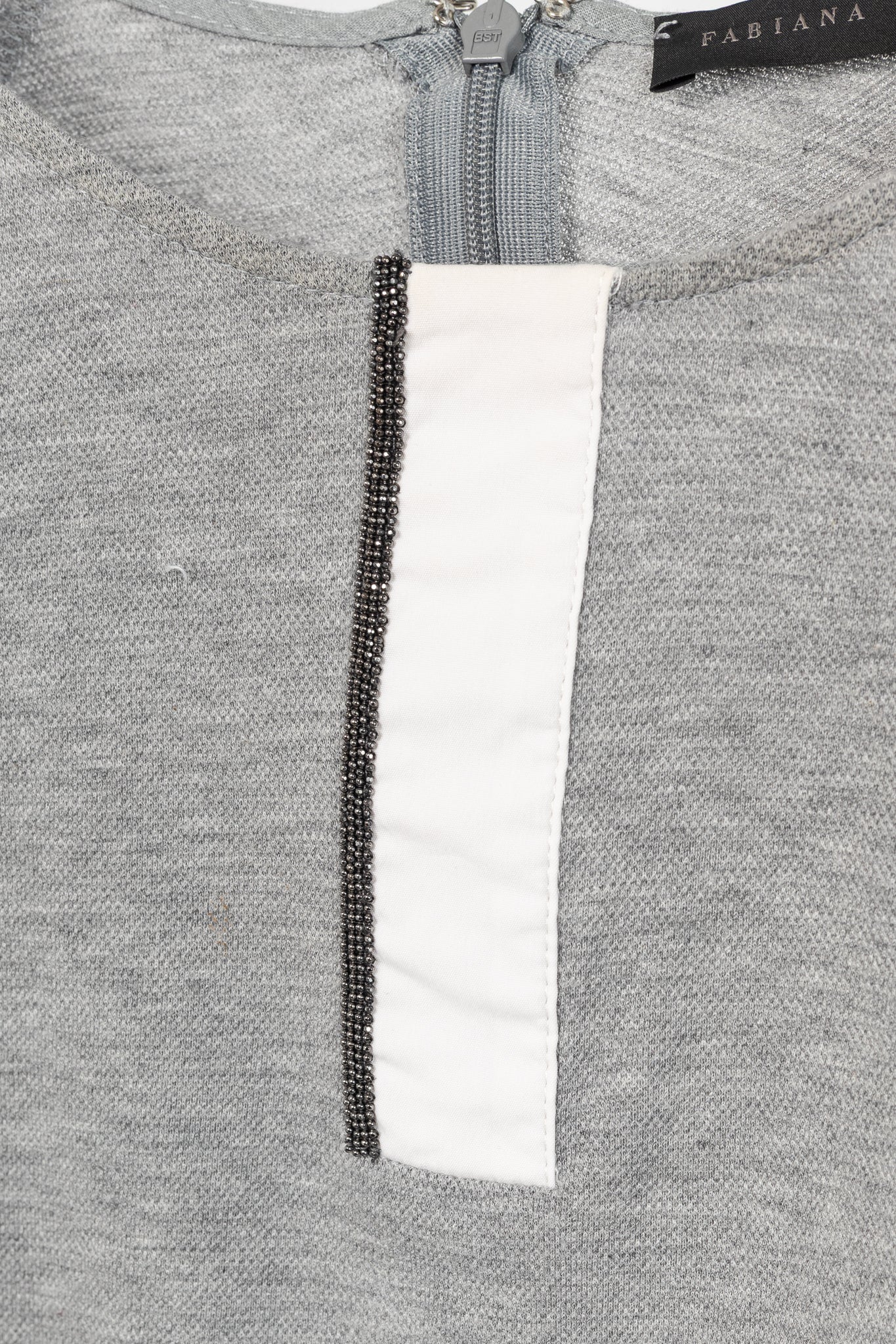 Fabiana Filippi Grey Cotton-Pique Monili Peplum T-Shirt