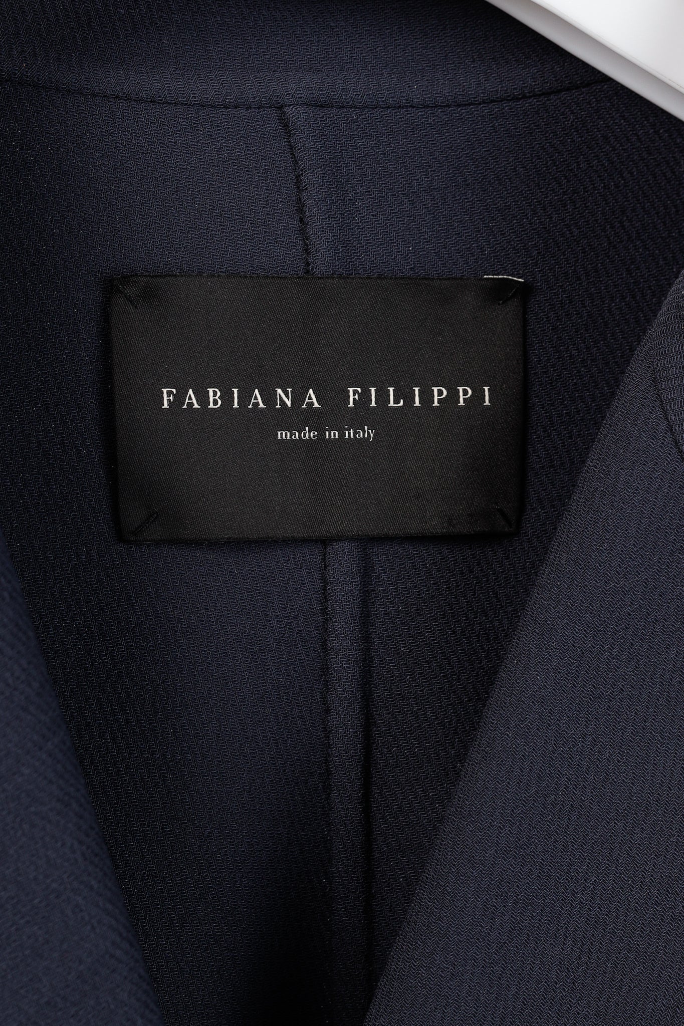 Fabiana Filippi Navy Twill Bead-Trim Double-Breasted Coat