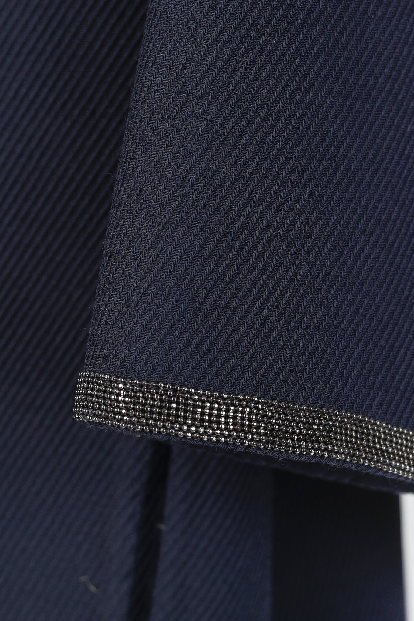 Fabiana Filippi Navy Twill Bead-Trim Double-Breasted Coat