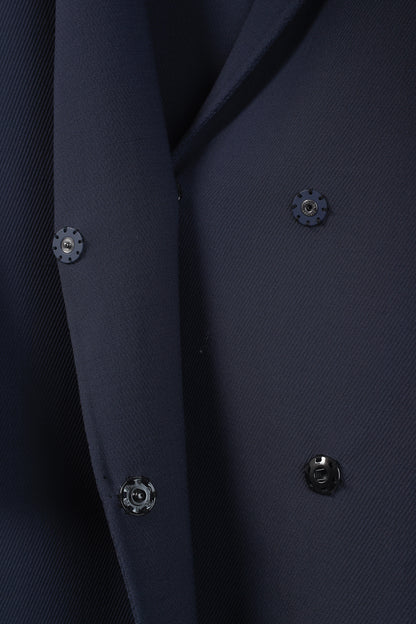 Fabiana Filippi Navy Twill Bead-Trim Double-Breasted Coat