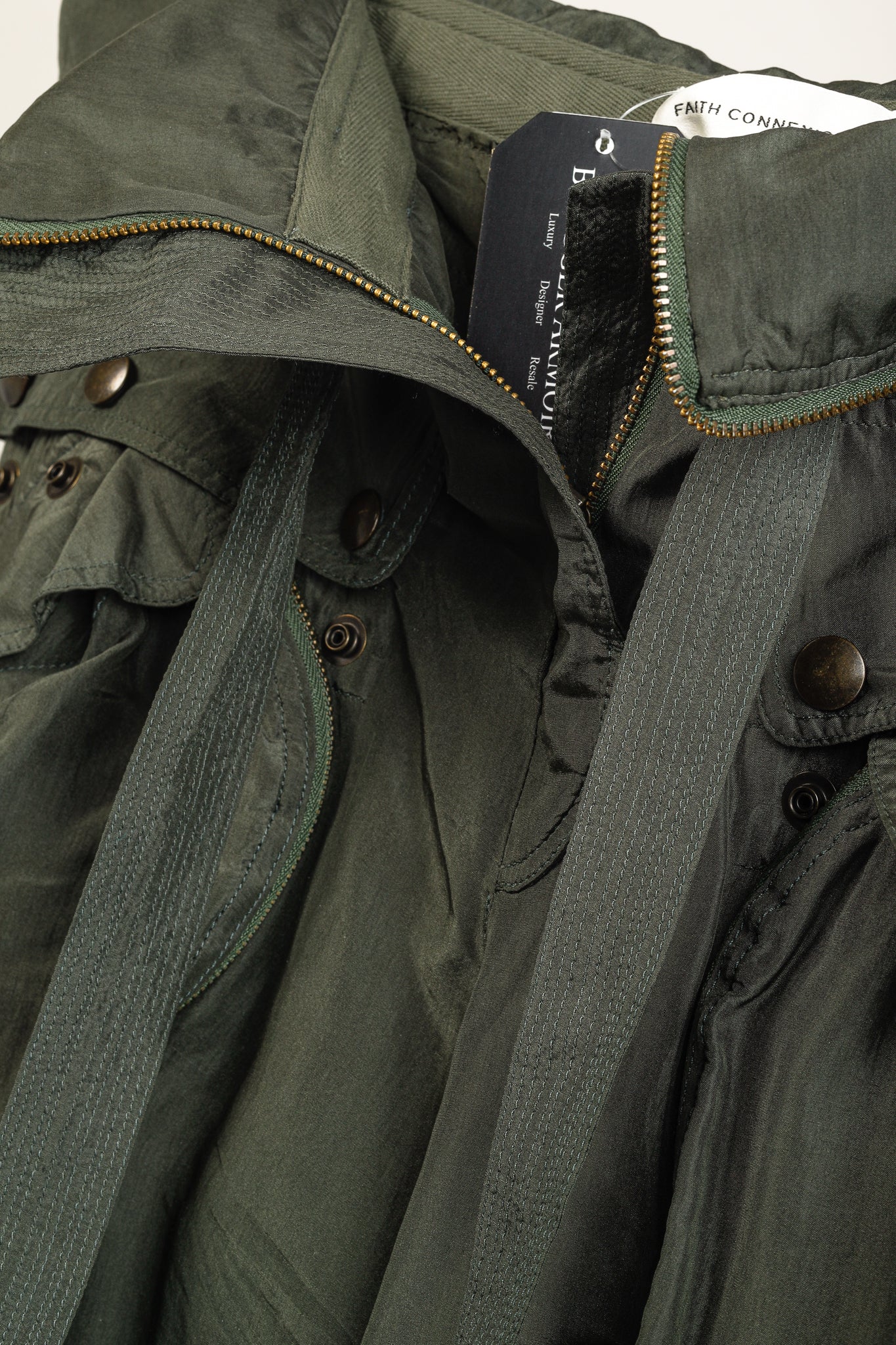 Faith Connexion Army Khaki Silk Multi Pocket Cargo Pants