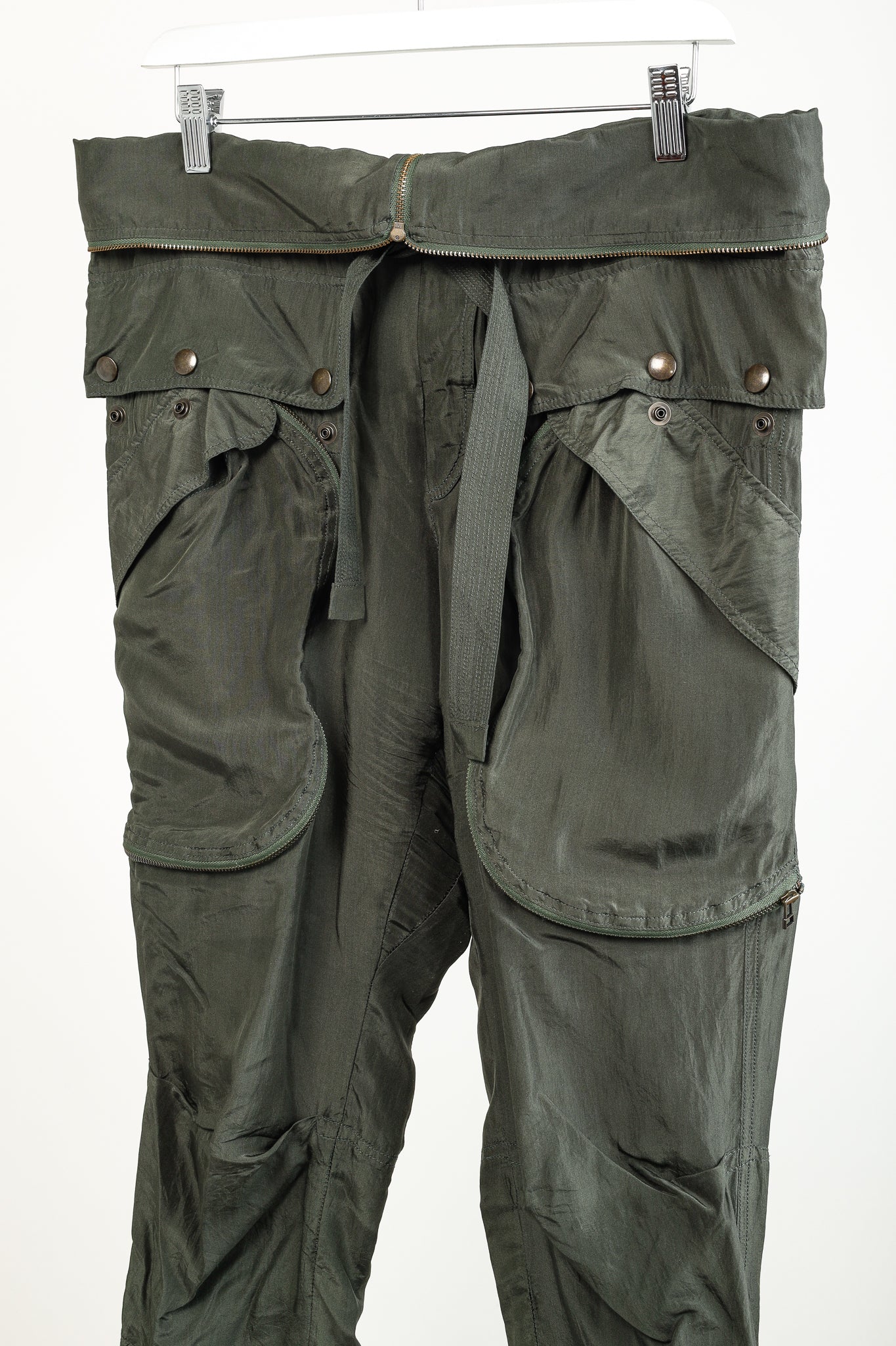 Faith Connexion Army Khaki Silk Multi Pocket Cargo Pants