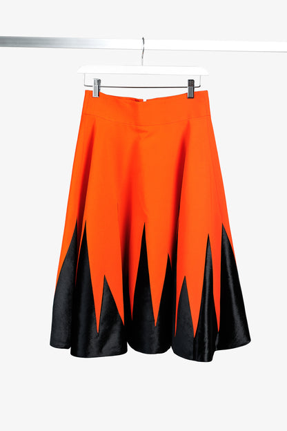 Fausto Puglisi R/16 Orange & Black Velvet Appliqué Circle Skirt