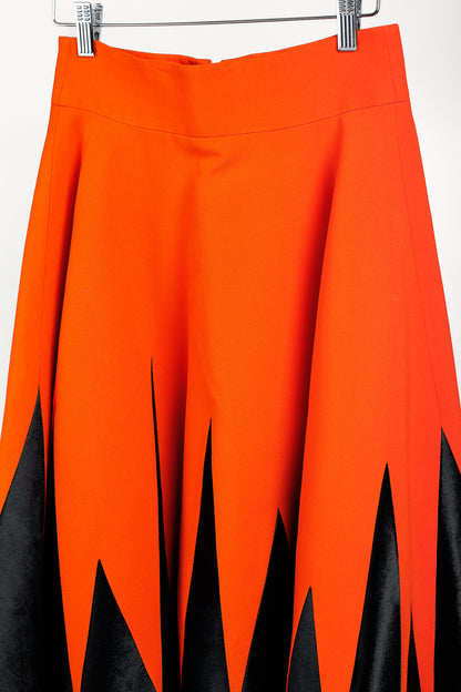 Fausto Puglisi R/16 Orange & Black Velvet Appliqué Circle Skirt