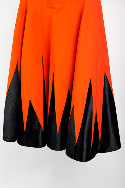 Fausto Puglisi R/16 Orange & Black Velvet Appliqué Circle Skirt