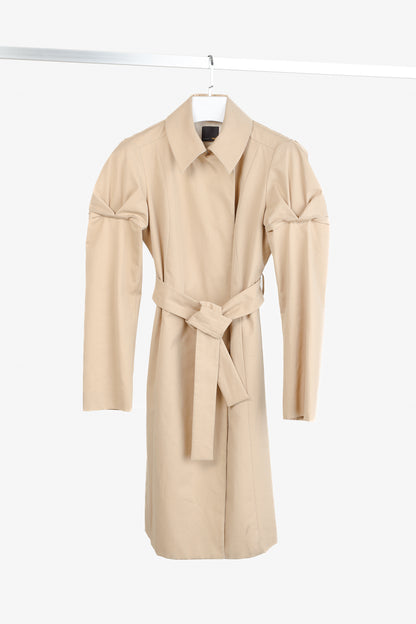 Fendi Tan Cotton Belted Pleated-Sleeve Trench Coat