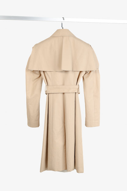 Fendi Tan Cotton Belted Pleated-Sleeve Trench Coat