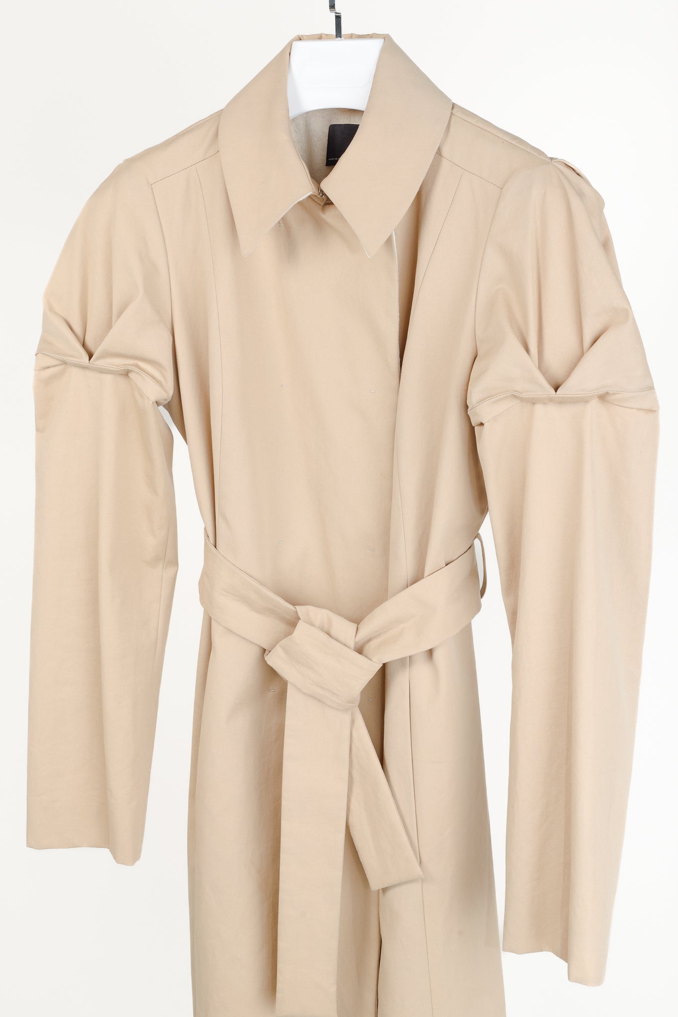 Fendi Tan Cotton Belted Pleated-Sleeve Trench Coat