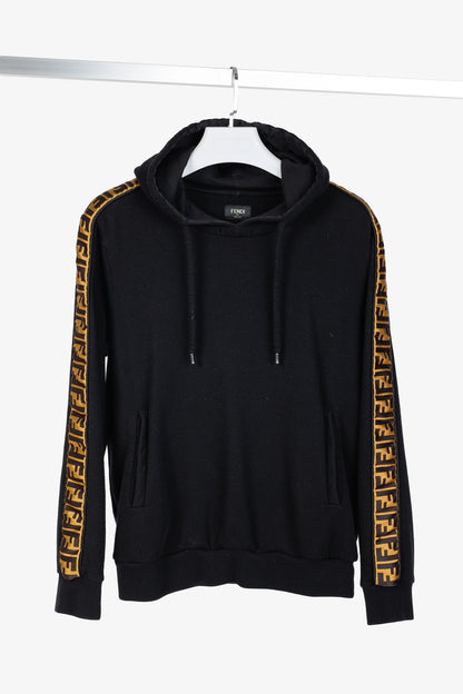 Fendi Black Taped FF Motif Hooded Sweatshirt