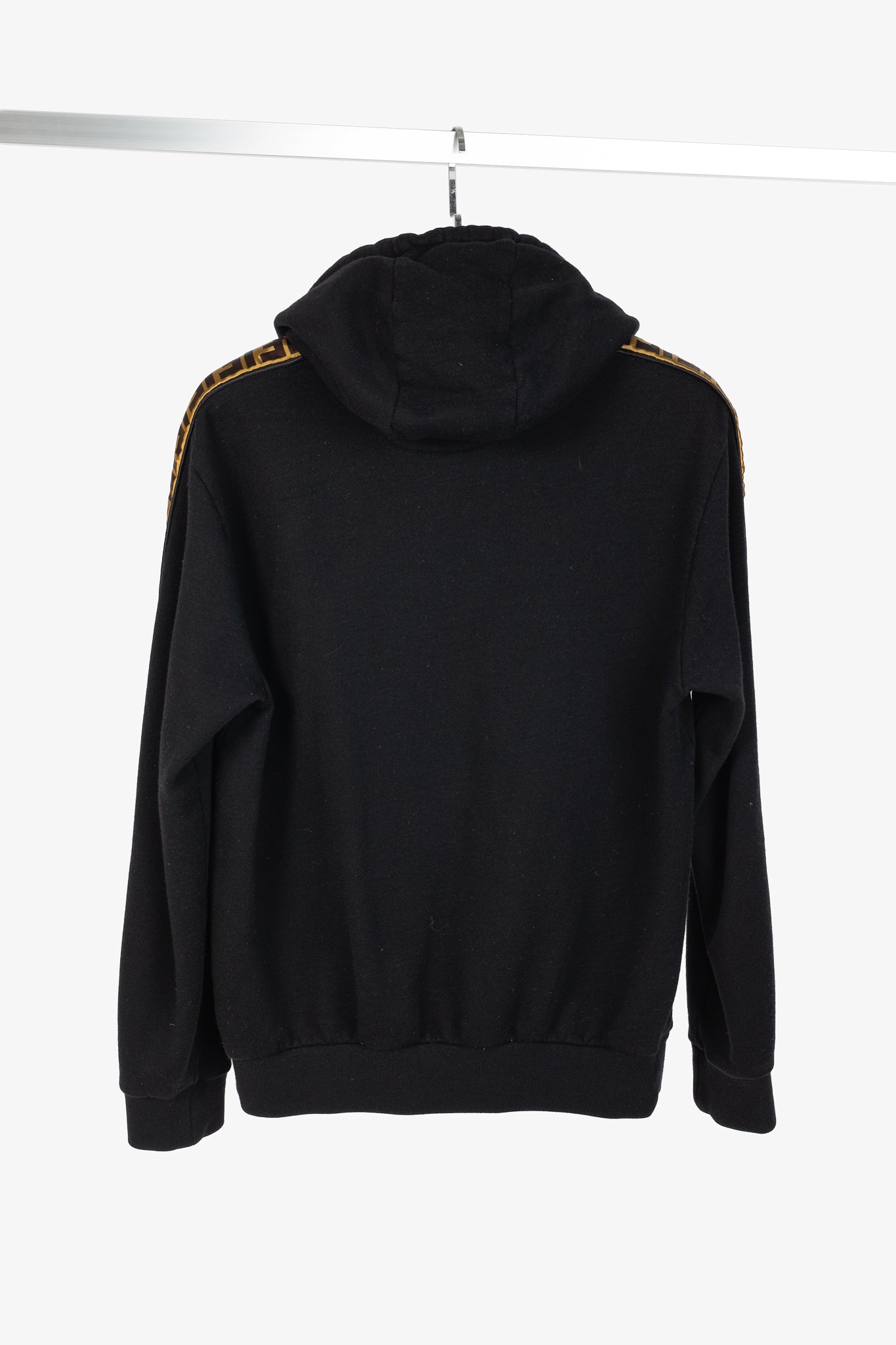 Fendi Black Taped FF Motif Hooded Sweatshirt