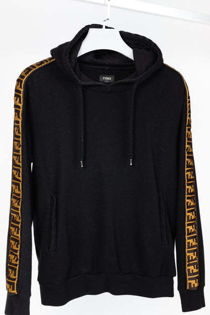Fendi Black Taped FF Motif Hooded Sweatshirt
