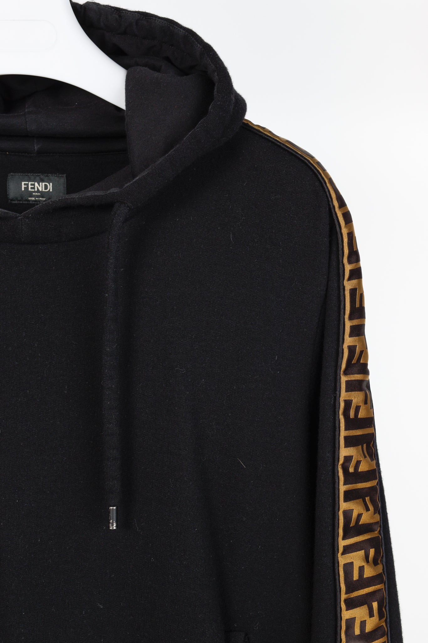 Fendi Black Taped FF Motif Hooded Sweatshirt