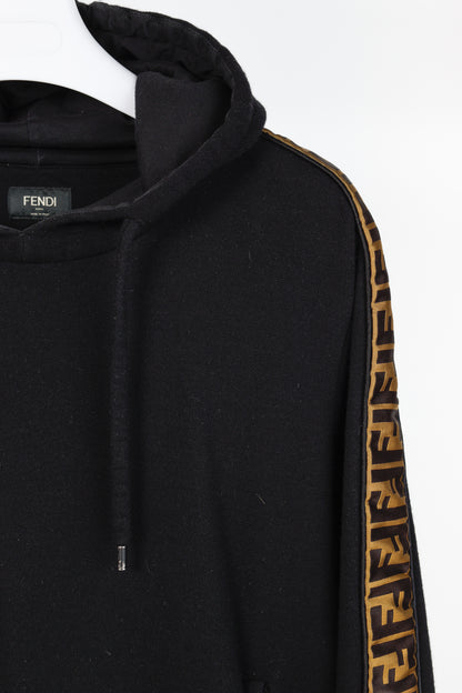 Fendi Black Taped FF Motif Hooded Sweatshirt