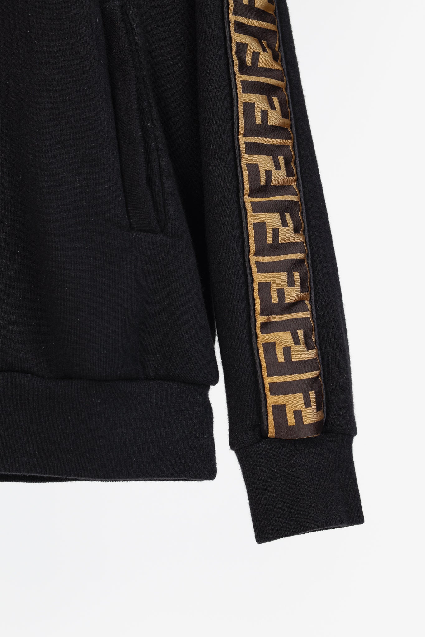 Fendi Black Taped FF Motif Hooded Sweatshirt