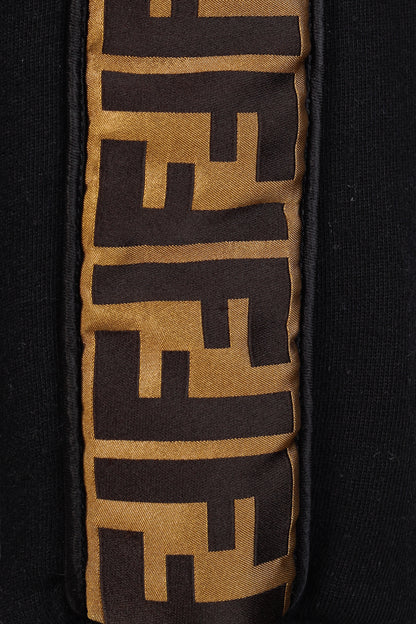 Fendi Black Taped FF Motif Hooded Sweatshirt