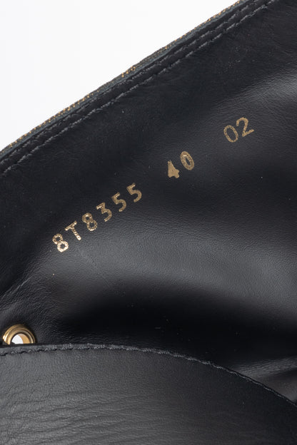 Fendi Fendigraphy Black Leather & Brown FF Pattern Combat Boots