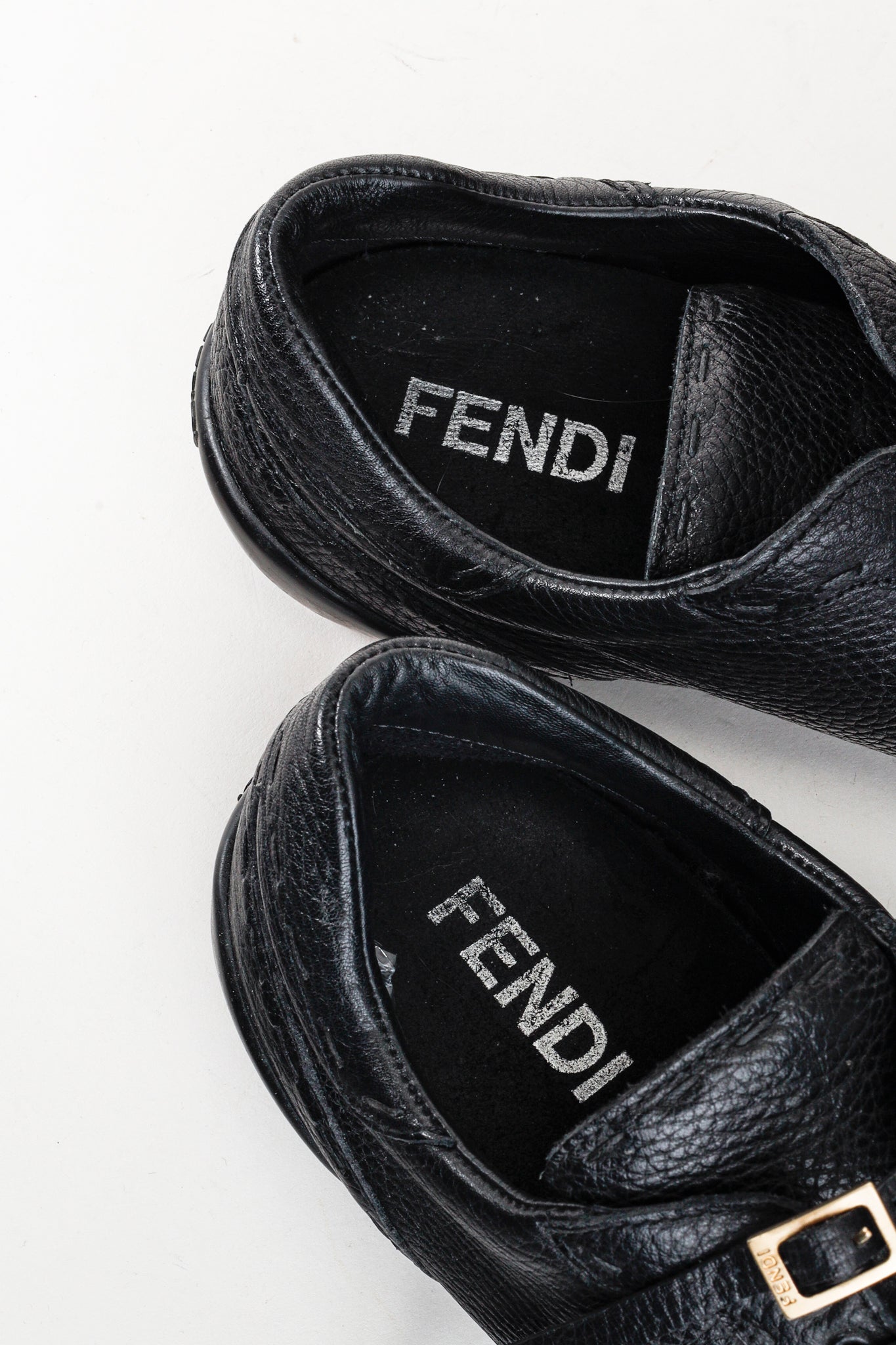 Fendi Black Leather Laces Brogue Trainers Sneakers