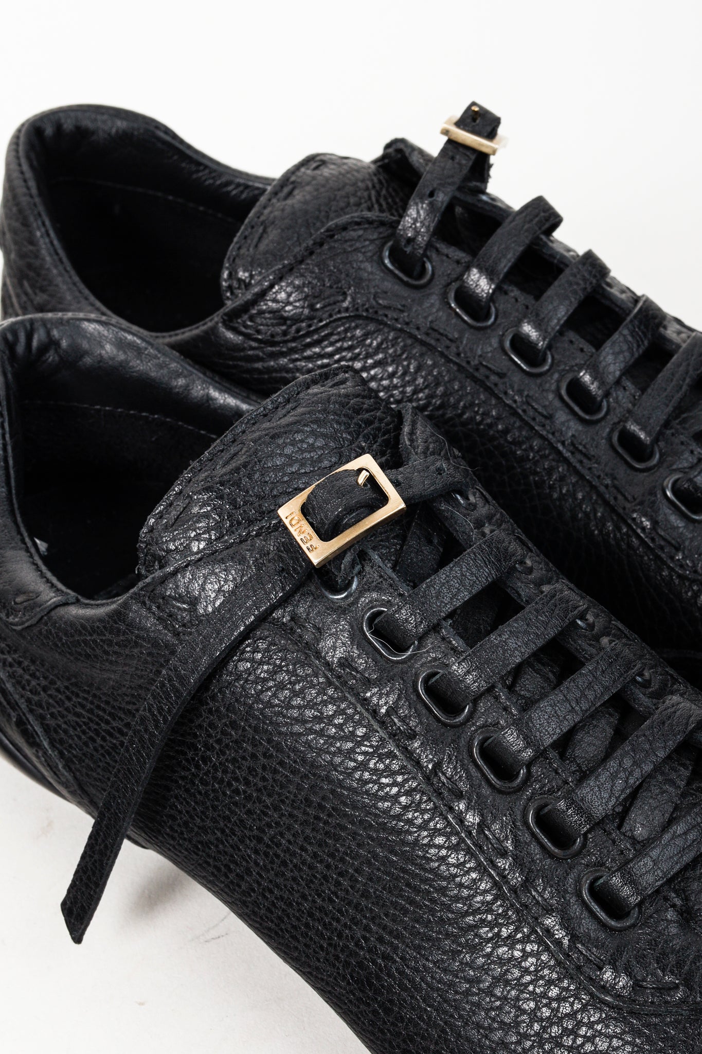 Fendi Black Leather Laces Brogue Trainers Sneakers