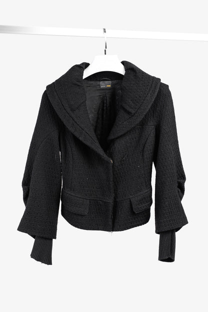 Fendi Vintage Shawl Collar Blazer in Black Textured Wool