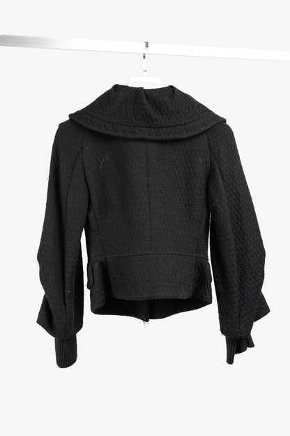 Fendi Vintage Shawl Collar Blazer in Black Textured Wool