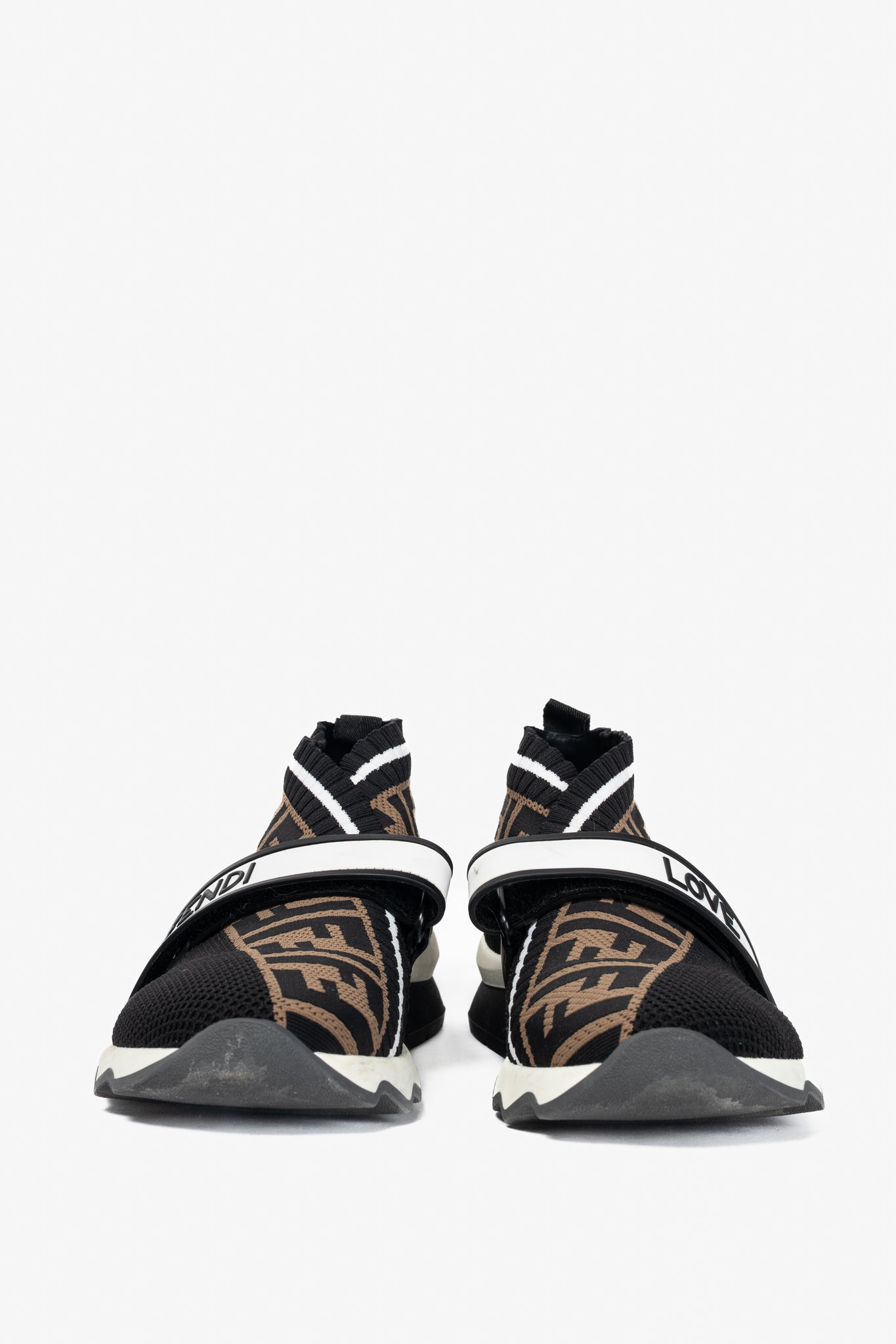 Fendi Rockoko 'Black Brown' FF Motif Knit Sneakers