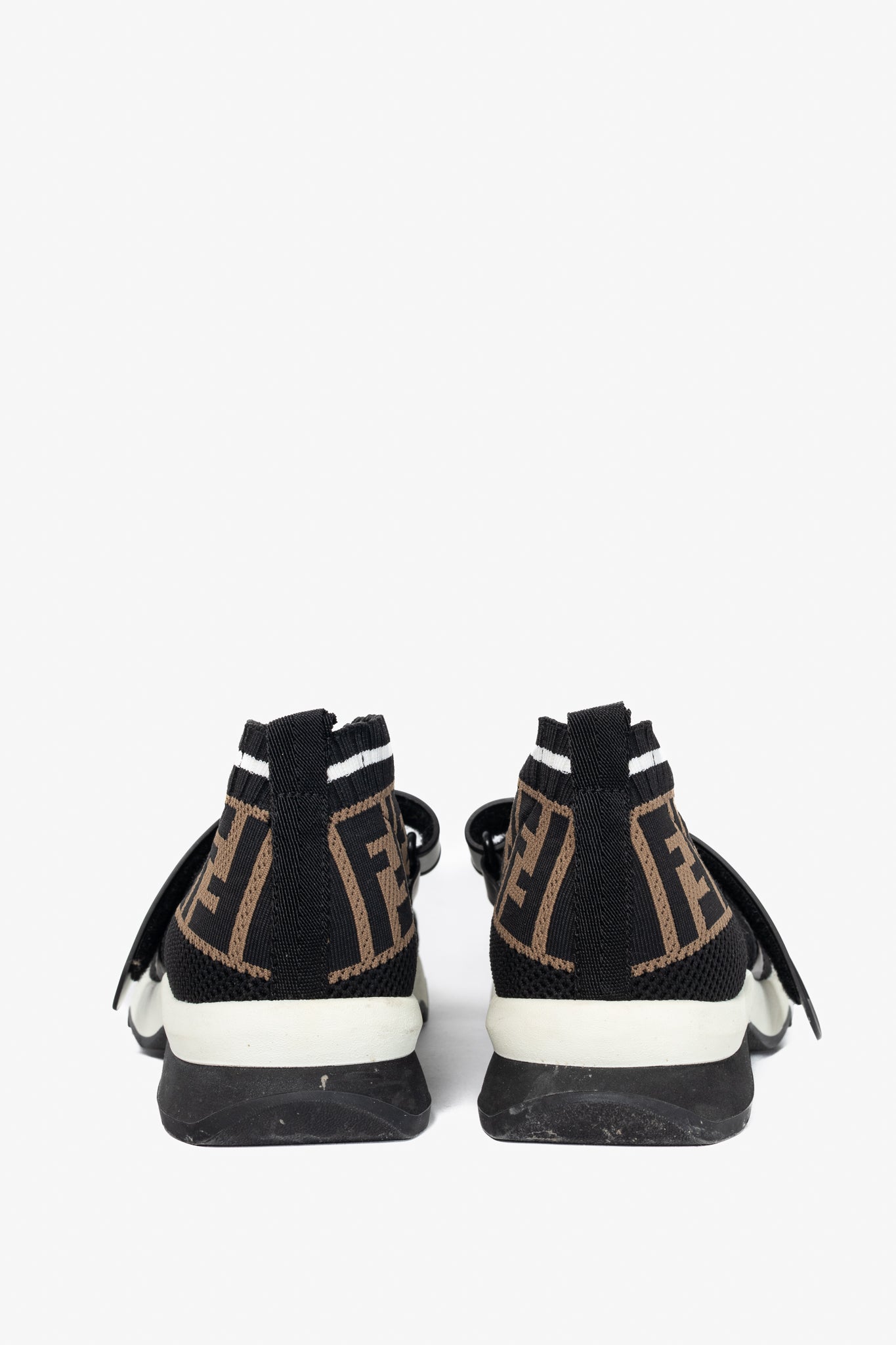 Fendi Rockoko 'Black Brown' FF Motif Knit Sneakers