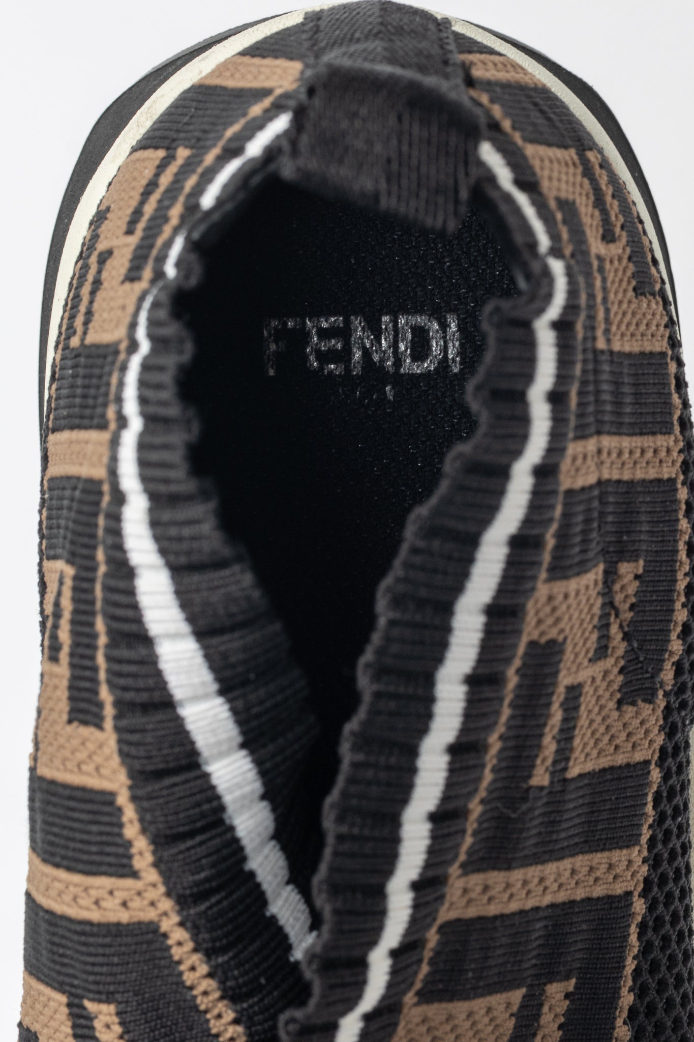 Fendi Rockoko 'Black Brown' FF Motif Knit Sneakers