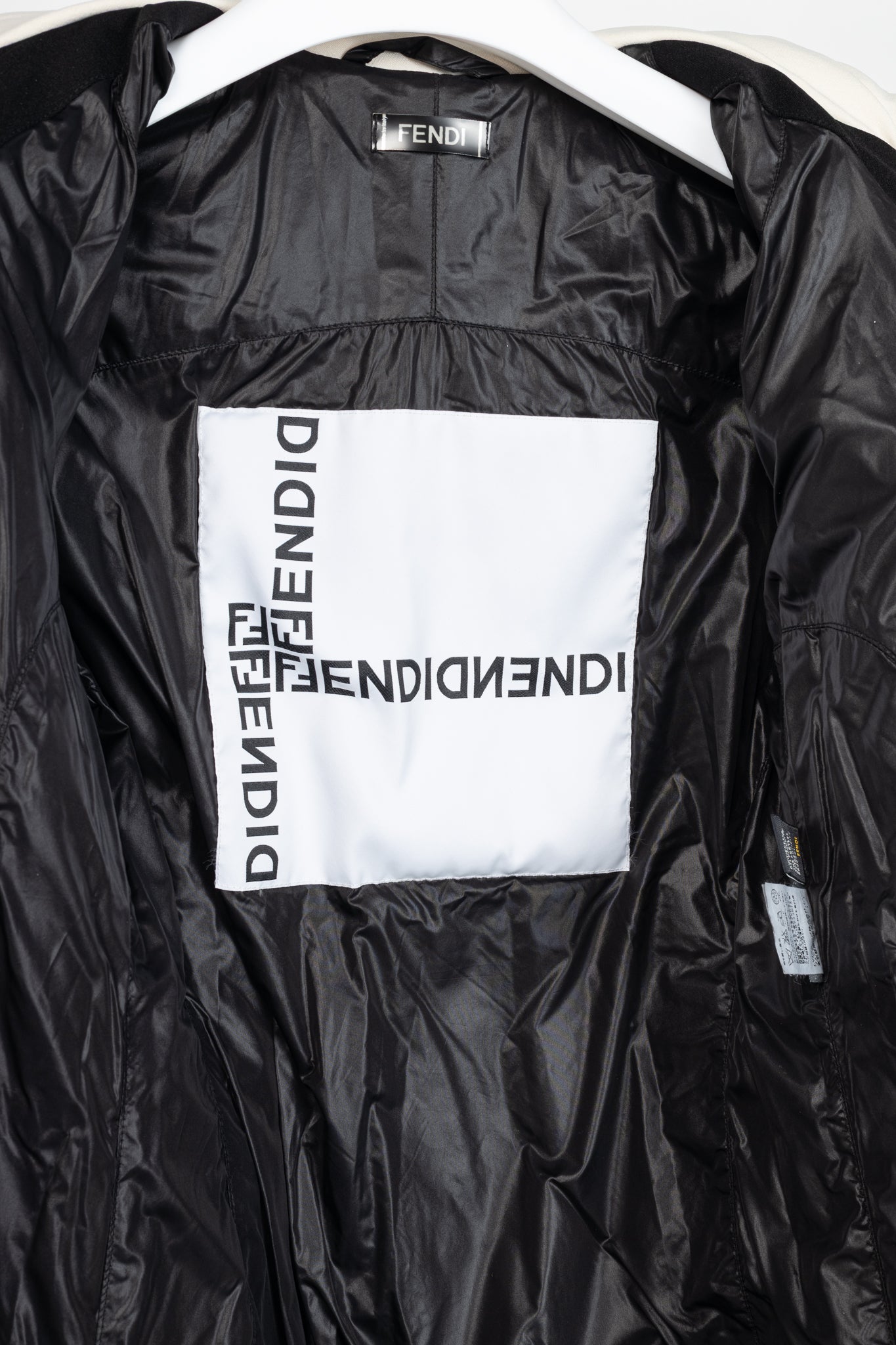 Fendi White & Black Colourblock Hidden-Hood Zip Jacket