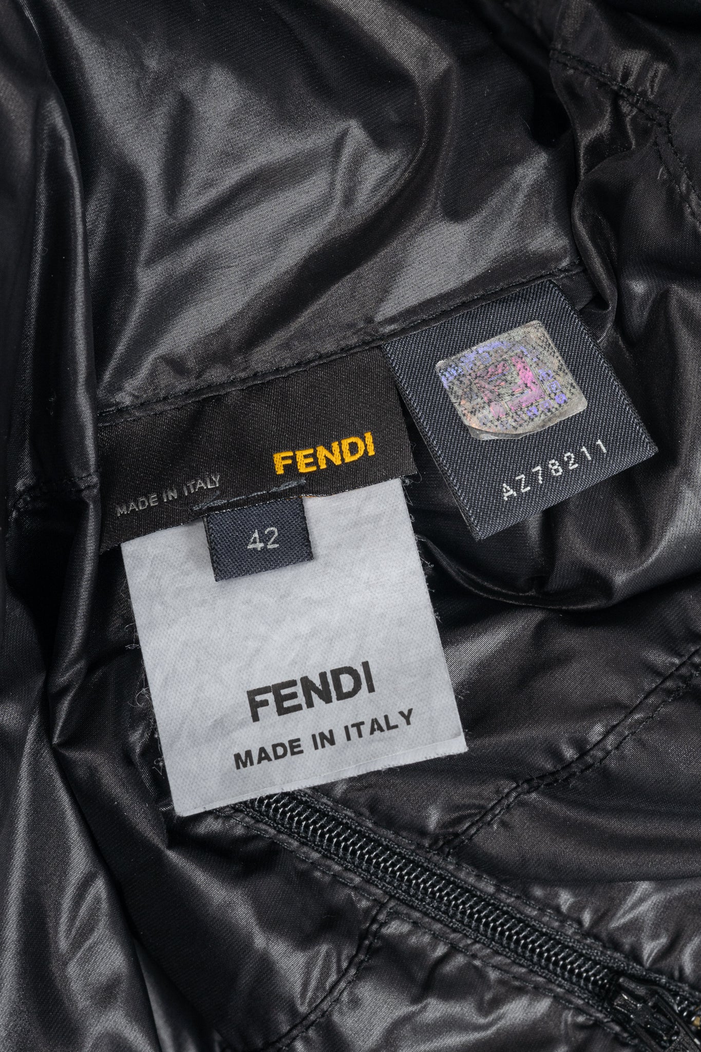 Fendi White & Black Colourblock Hidden-Hood Zip Jacket